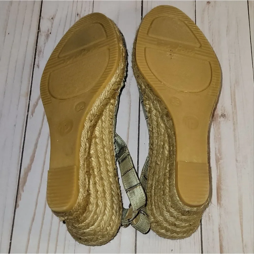 Toni Pons Metallic Stripe Espadrille Sandal Size 38